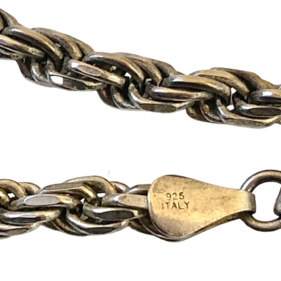 Aurafin Italy Sterling Silver 925 Braided Chain Lobster Clasp 18" - Picture 5 of 11